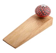 Red And Black Etched Ceramic Wooden Door Stopper